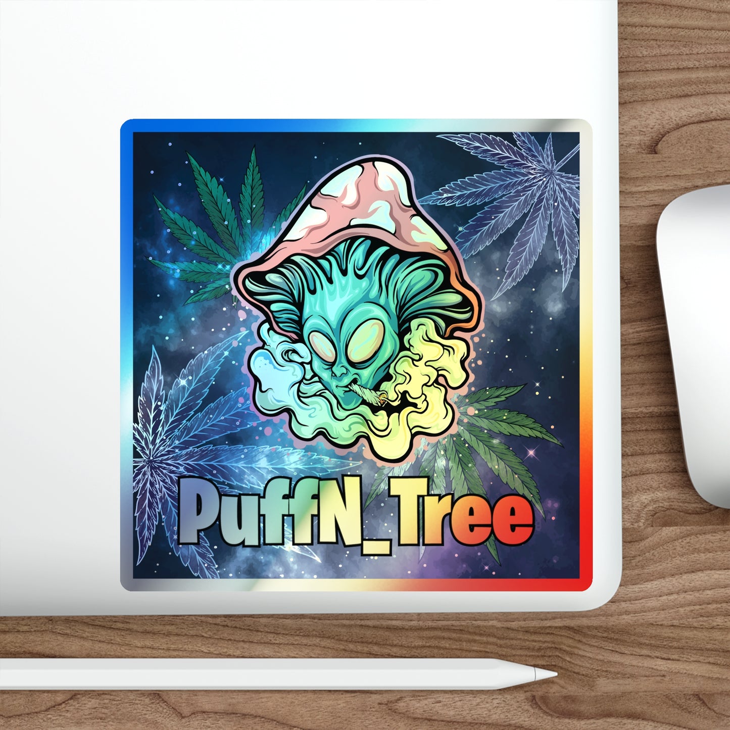 PuffN_Tree (no Purple) - Holographic Die-cut Stickers